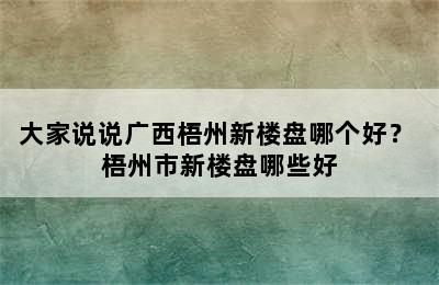 大家说说广西梧州新楼盘哪个好？ 梧州市新楼盘哪些好